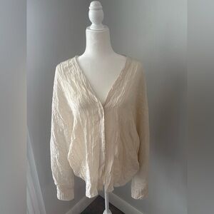 Vince Ivory Crinkle Blouse